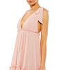 Color:Blush - Image 3 - Bow Tie Strap Detail Double V Back Sleeveless Tiered Chiffon Empire Waist A-Line Gown