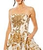 Color:Bronze - Image 3 - Brocade Strapless Fit and Flare Mini Dress