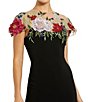 Color:Black Multi - Image 3 - Floral Embellished Crew Neck Short Sleeve Jersey Fitted Gown