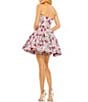 Color:Pink Multi - Image 2 - Floral Jacquard Brocade Strapless Sleeveless Full Tiered Mini Dress