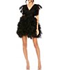 Color:Black - Image 1 - Flutter Ruffle Sleeve Tulle Fit & Flare Mini Dress