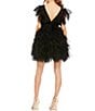 Color:Black - Image 2 - Flutter Ruffle Sleeve Tulle Fit & Flare Mini Dress