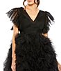Color:Black - Image 3 - Flutter Ruffle Sleeve Tulle Fit & Flare Mini Dress