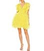 Color:Sunshine - Image 1 - Flutter Ruffle Sleeve Tulle Fit & Flare Mini Dress