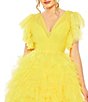 Color:Sunshine - Image 3 - Flutter Ruffle Sleeve Tulle Fit & Flare Mini Dress