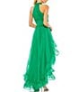 Color:Emerald - Image 2 - Halter Neckline Ruffle Tiered High Lo Dress