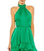 Color:Emerald - Image 3 - Halter Neckline Ruffle Tiered High Lo Dress