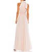Color:Blush - Image 2 - High Halter Bow Turtleneck Sleeveless A-Line Gown