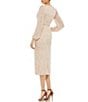 Color:Nude - Image 2 - Illusion Puff Sleeves Sequined Sheath Midi Dress