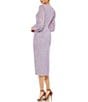 Color:Lavender - Image 2 - Illusion Puff Sleeves Sequined Sheath Midi Dress