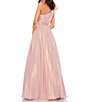 Color:Rose Gold - Image 2 - Iridescent One Shoulder Rosette Ruffled Sleeveless Gown