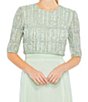Color:Sage - Image 3 - Crew Neck Half Sleeve Beaded Bodice A-Line Gown