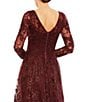 Color:Mahogany - Image 4 - Lace V-neckline Long Illusion Sleeve A-Line Gown