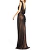 Color:Espresso - Image 2 - Metallic Boat Neck Sleeveless Cowl Open Back Detail Mermaid Gown