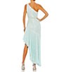 Color:Seafoam - Image 2 - One Shoulder Pearl and Sequin Asymmetrical Hem Gown