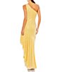 Color:Yellow - Image 2 - One Shoulder Pearl and Sequin Asymmetrical Hem Gown