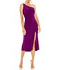 Color:Purple - Image 1 - One Shoulder Sleeveless Cowl Back Front Slit Midi A-Line Dress