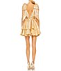 Color:Pale Gold - Image 2 - Oversized Bow V-Neck Ruffled Mini Dress
