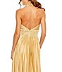 Color:Gold - Image 4 - Pleated Halter Neck Sleeveless Center Bow Gown