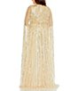 Color:Nude - Image 2 - Plus Size Cape Sleeve Surplice V-Neck Sequin Gown