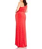 Color:Cherry - Image 2 - Plus Size Jewel Encrusted Asymmetrical One Shoulder Neck Gown