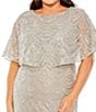 Color:Platinum - Image 3 - Plus Size Short Sleeve Embellished Cape Gown