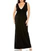 Color:Black - Image 1 - Plus Size Sleeveless V-Neck Cutout Back Gown