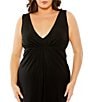 Color:Black - Image 3 - Plus Size Sleeveless V-Neck Cutout Back Gown