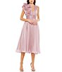 Color:Rose - Image 1 - Ruffle Shoulder Sleeveless V-Neck Open Back Detail Fit and Flare Dress