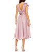 Color:Rose - Image 2 - Ruffle Shoulder Sleeveless V-Neck Open Back Detail Fit and Flare Dress