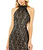 Color:Black/Silver - Image 3 - Sequin Beaded Halter Neck Sleeveless Side Cut-Out Gown