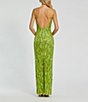 Color:Apple Green - Image 2 - Sequin Beaded Square Neck Sleeveless Back Slit Column Gown