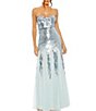 Color:Ice Blue - Image 1 - Sequin Mesh Strapless Sweetheart Neck A-Line Gown
