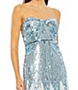 Color:Ice Blue - Image 3 - Sequin Mesh Strapless Sweetheart Neck A-Line Gown