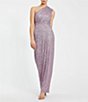 Color:Lilac - Image 1 - Sequin Ruched One Shoulder Gown