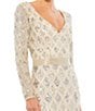 Color:Nude - Image 3 - Sequin Plunge V-Neck Long Sleeve Sheath Gown