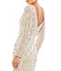 Color:Nude - Image 4 - Sequin Plunge V-Neck Long Sleeve Sheath Gown