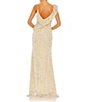 Color:Nude - Image 2 - Sequin V-Neck Sleeveless Cascading Wrap Ruffle Gown