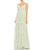 Color:Sage - Image 1 - Sequin V-Neck Sleeveless Scallop Ruffle Tiered Gown