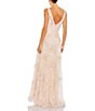 Color:Blush - Image 2 - Sequin V-Neck Sleeveless Scallop Ruffle Tiered Gown