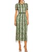 Color:Sage - Image 1 - Short Sleeve Sequined Beaded Sheath Midi Dress