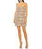 Color:Nude Silver - Image 1 - Spaghetti Strap Tiered Sequin Shift Dress