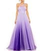 Color:Purple Ombre - Image 1 - Tulle Ombre Halter Neck Sleeveless Ball Gown