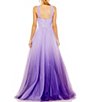 Color:Purple Ombre - Image 2 - Tulle Ombre Halter Neck Sleeveless Ball Gown
