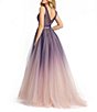 Color:Indigo Ombre - Image 2 - Pleated V-Neck Sleeveless Ombre Tulle Skirt Ball Gown