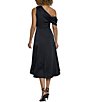 Color:Black - Image 2 - Asymmetric Neck One Shoulder Charmeuse High-Low A-Line Midi Dress