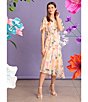 Color:Orchid/Buttercream - Image 4 - Floral Print Short Flutter Sleeve Asymmetrical Hem Dress