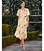 Color:Orchid/Buttercream - Image 6 - Floral Print Short Flutter Sleeve Asymmetrical Hem Dress