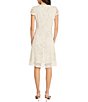 Color:Whisper White - Image 2 - Laser Cut Crepe V-Neck Short Sleeve Knee Length A-Line Dress