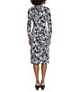 Color:Black/Light Grey - Image 2 - Printed Matte Jersey Surplice V-Neckline Long Sleeve Faux Wrap Dress